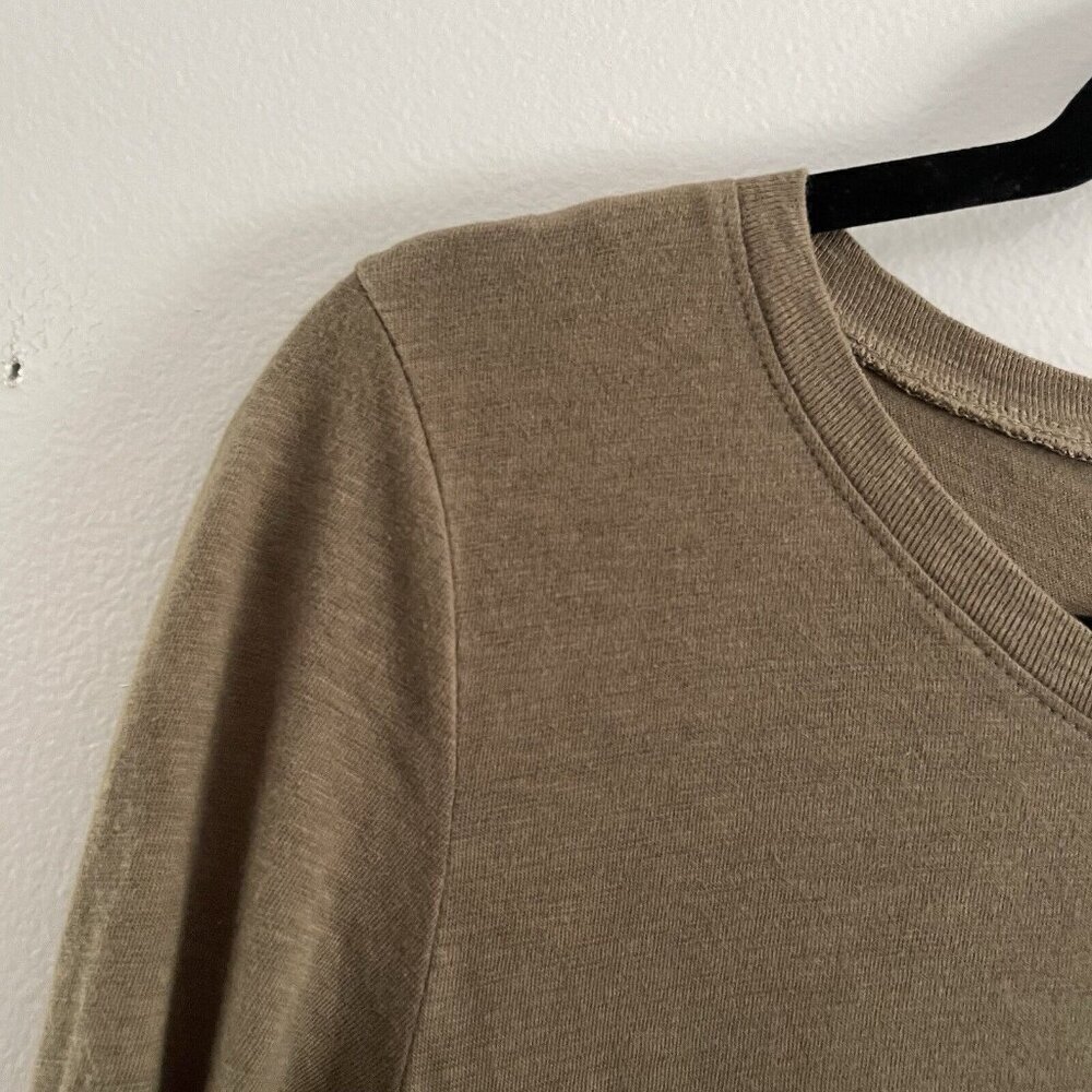 Aerie Women L Olive Green Cotton Casual Long Sleeve Side Tie T-Shirt Dress - Picture 8 of 12